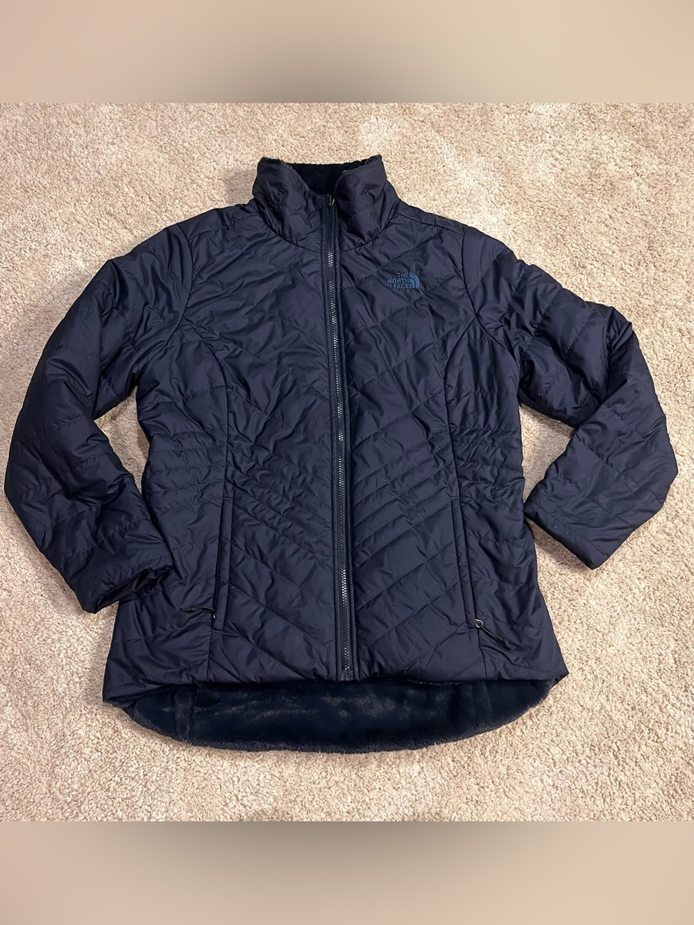The North Face Mossbud Reversible Quilted Jacket Womens L Navy Full Zip puffer